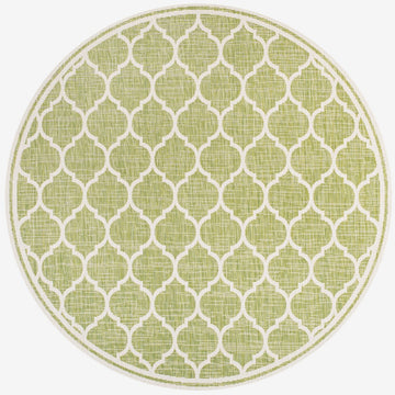Trebol Moroccan Trellis Textured Weave Indoor/outdoor Round Rug